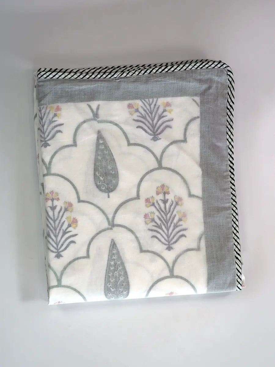 Floral Organic Muslin Blanket — Hand Block Printed