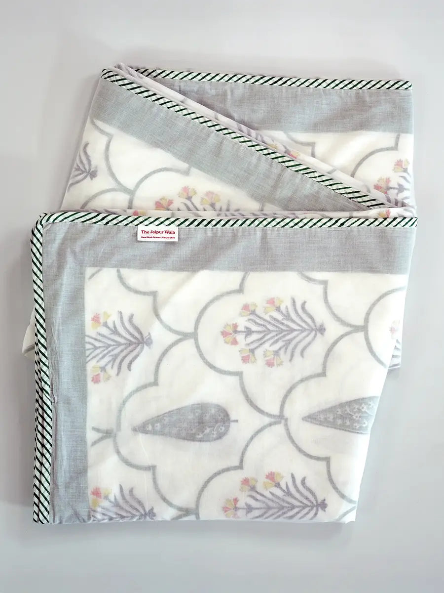 Floral Organic Muslin Blanket — Hand Block Printed