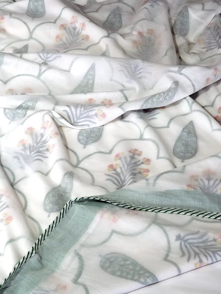 Floral Organic Muslin Blanket — Hand Block Printed