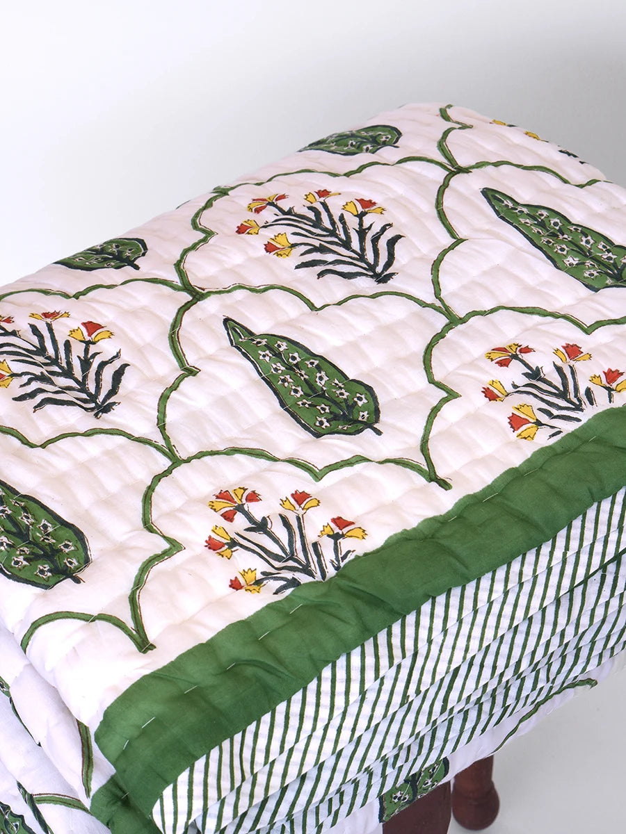 Floral Handstiched Organic Quilt
