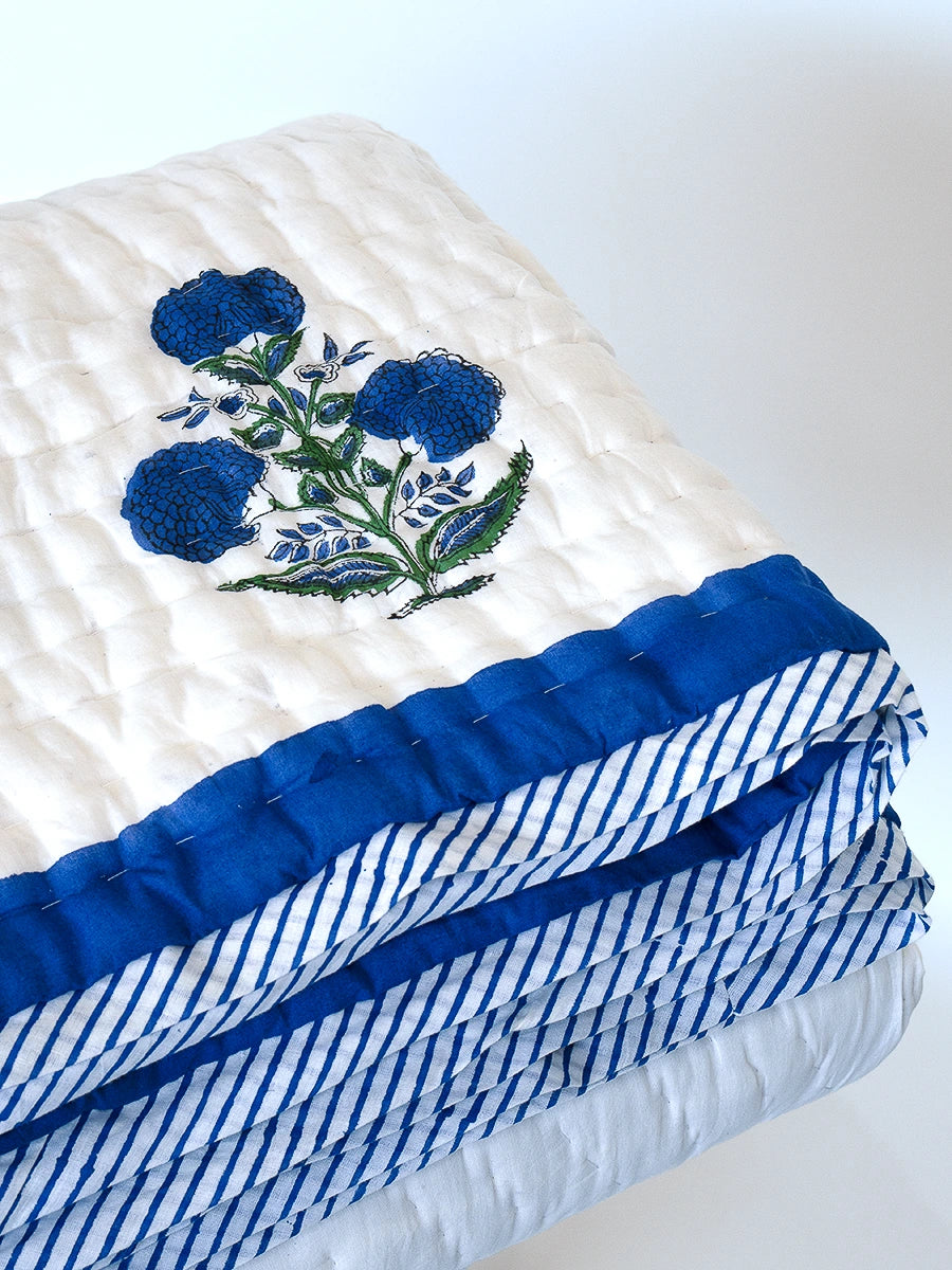 Iris Handstitched Organic Quilt