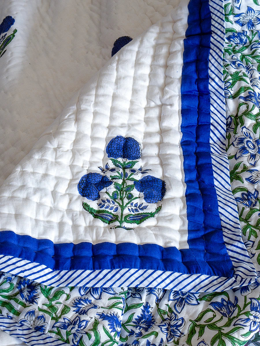 Iris Handstitched Organic Quilt