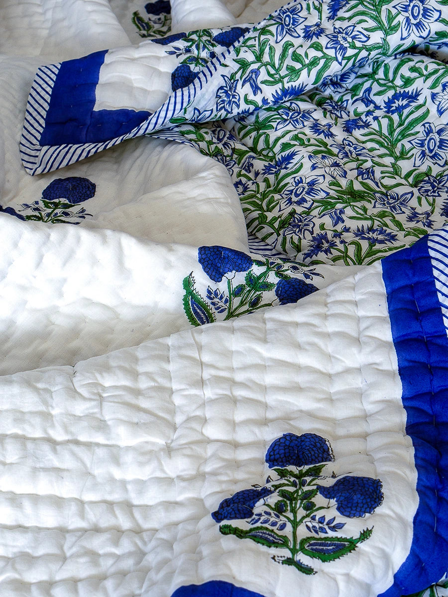 Iris Handstitched Organic Quilt