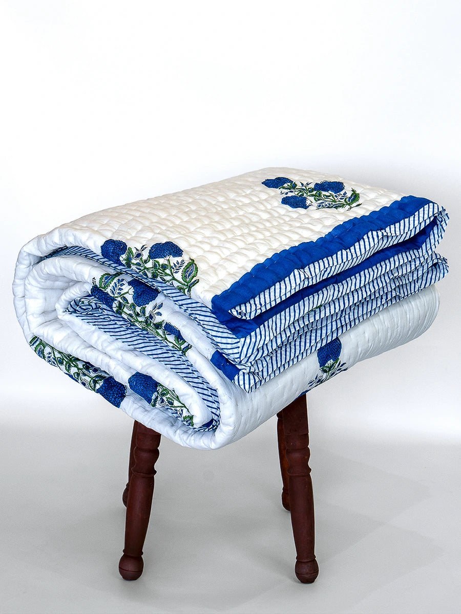 Iris Handstitched Organic Quilt