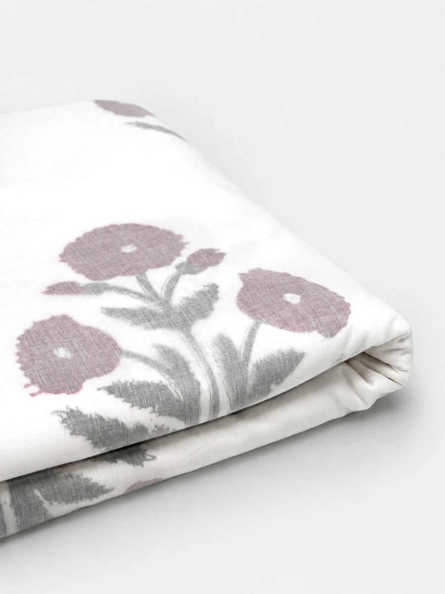 Lilac Bloom Organic Muslin Blanket — Hand Block Printed
