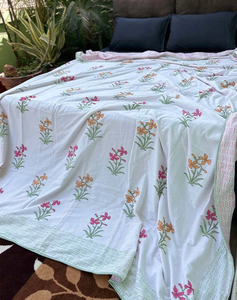 Manchali Organic Hand Block Printed Blanket