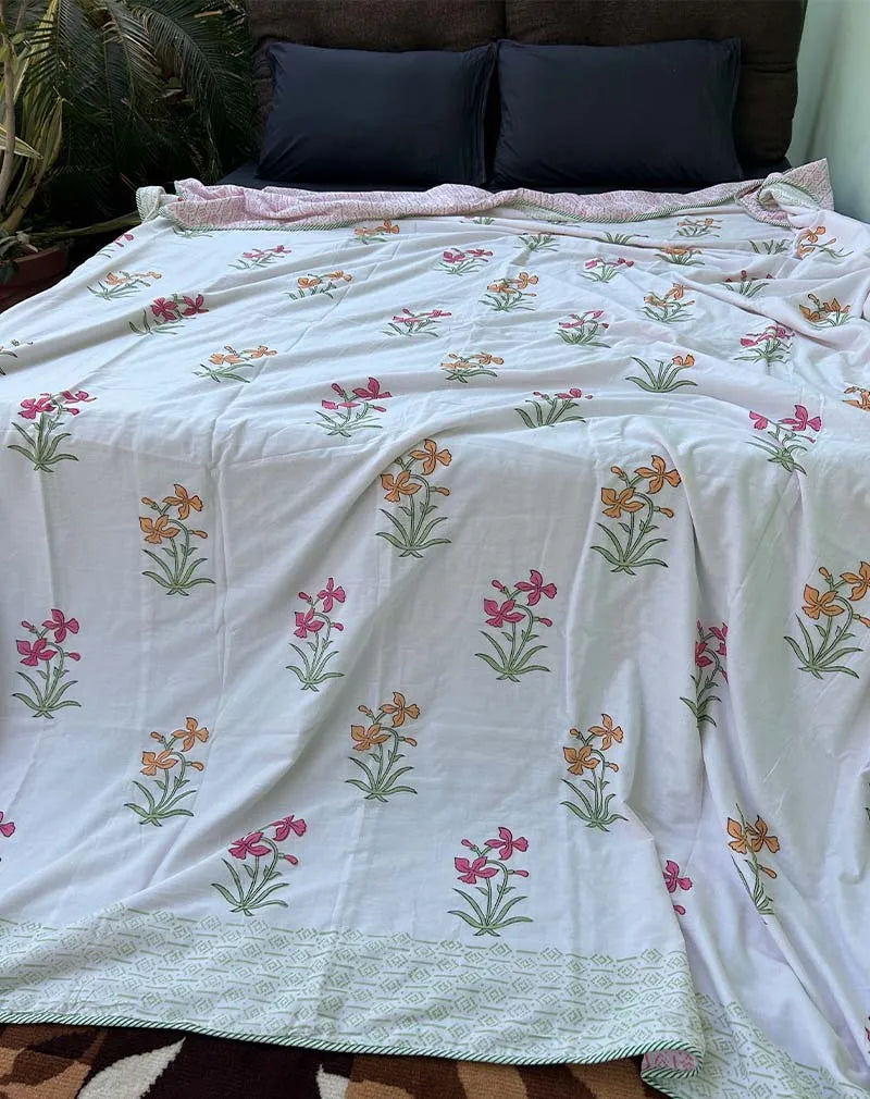 Manchali Organic Hand Block Printed Blanket