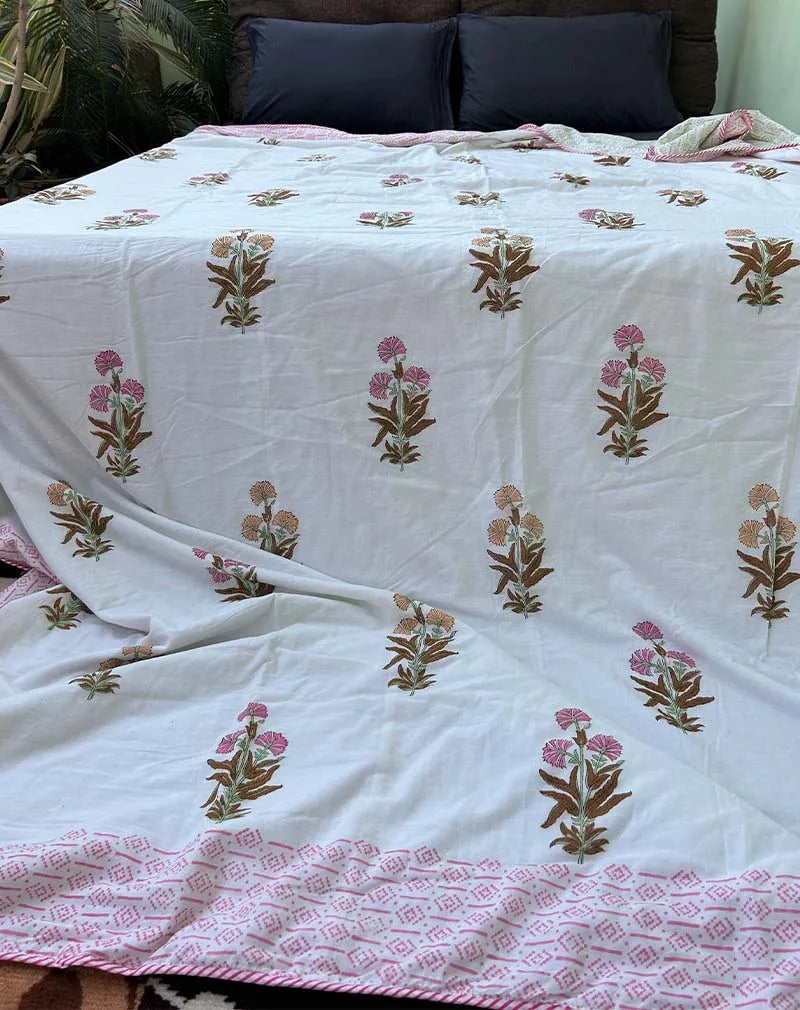 Organic Hand Block Printed Blanket