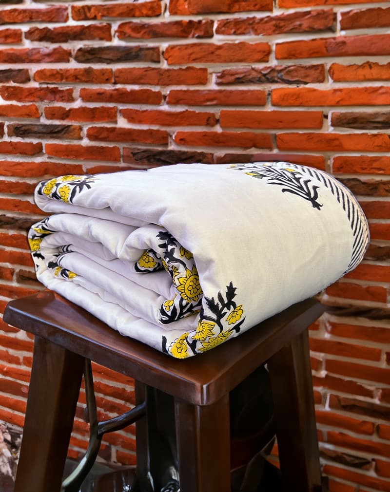 Hibiscus Organic Hand Block Printed Blanket