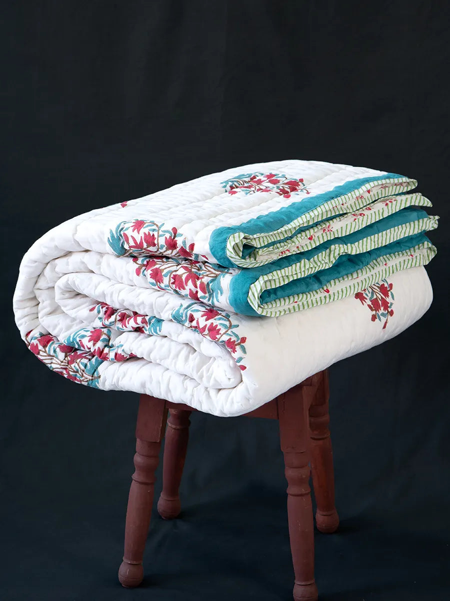 Calla Hand Block Muslin Quilt