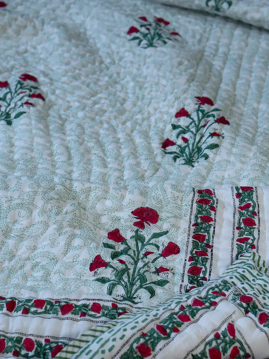 Feya Hand Block Muslin Quilt