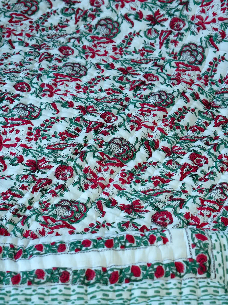 Poppy Hand Block Muslin Quilt