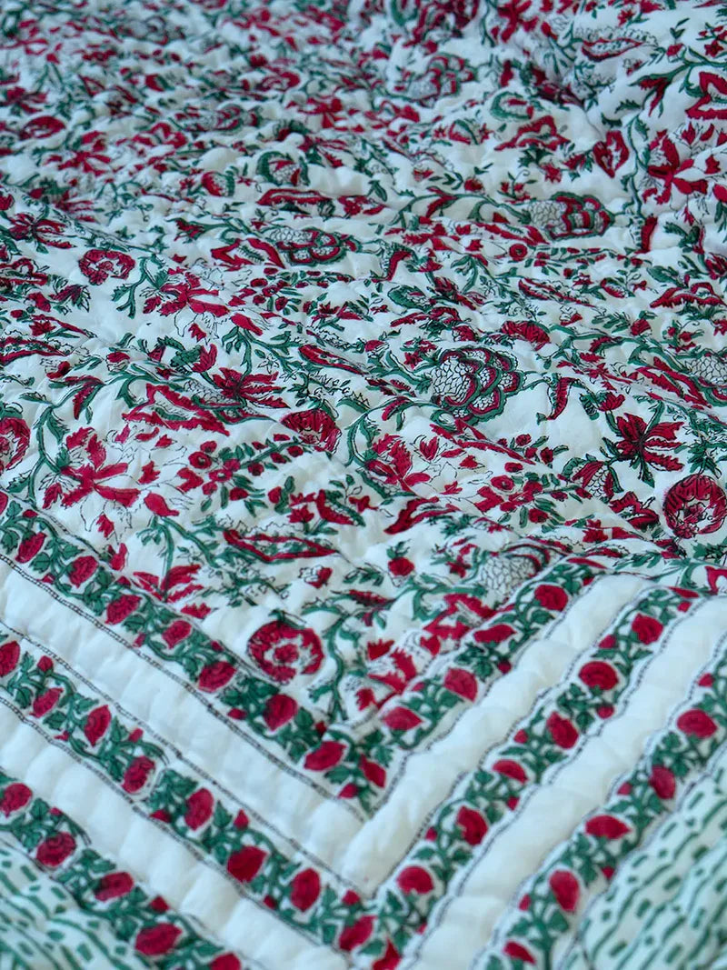 Poppy Hand Block Muslin Quilt