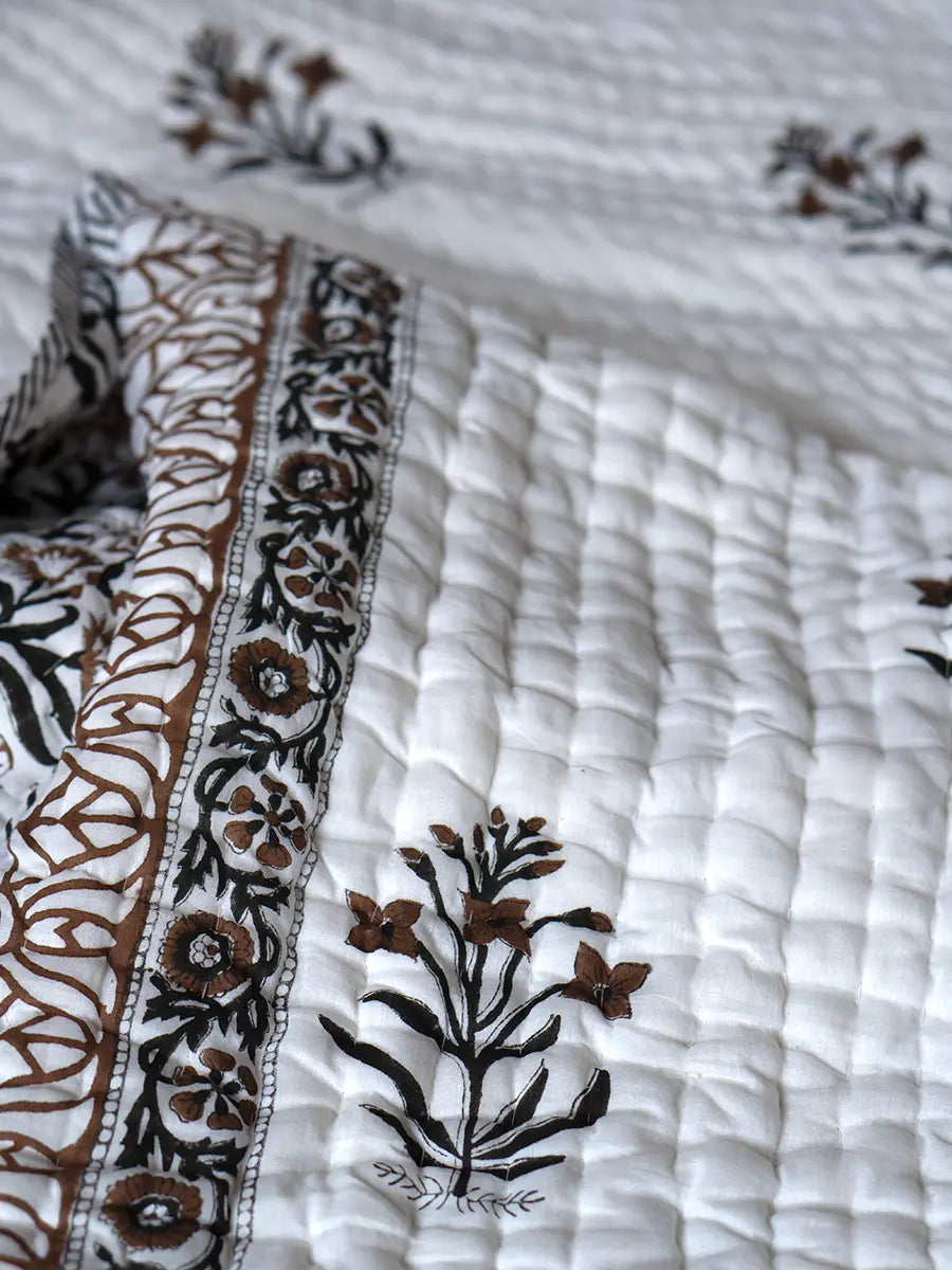 Umber Hand Block Muslin Quilt