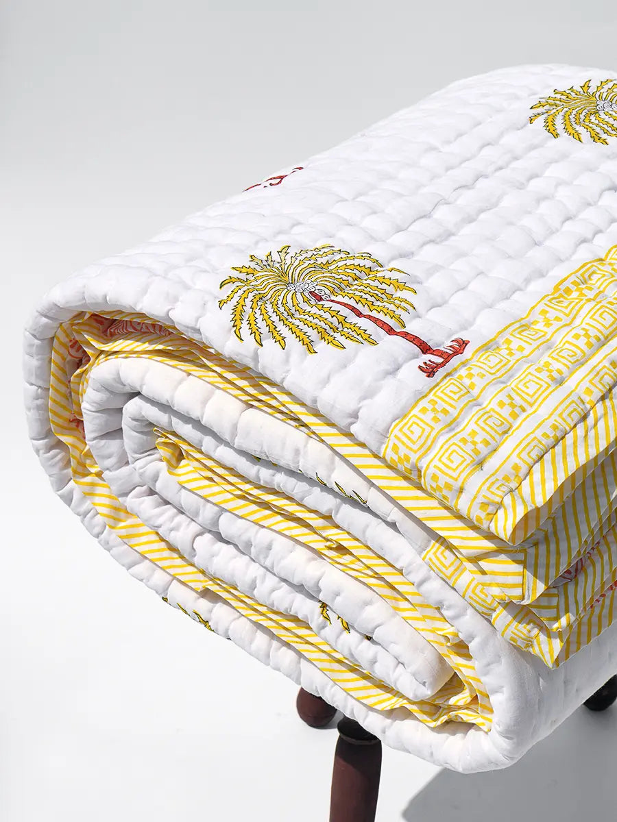 Palm Handstitched Organic Quilt
