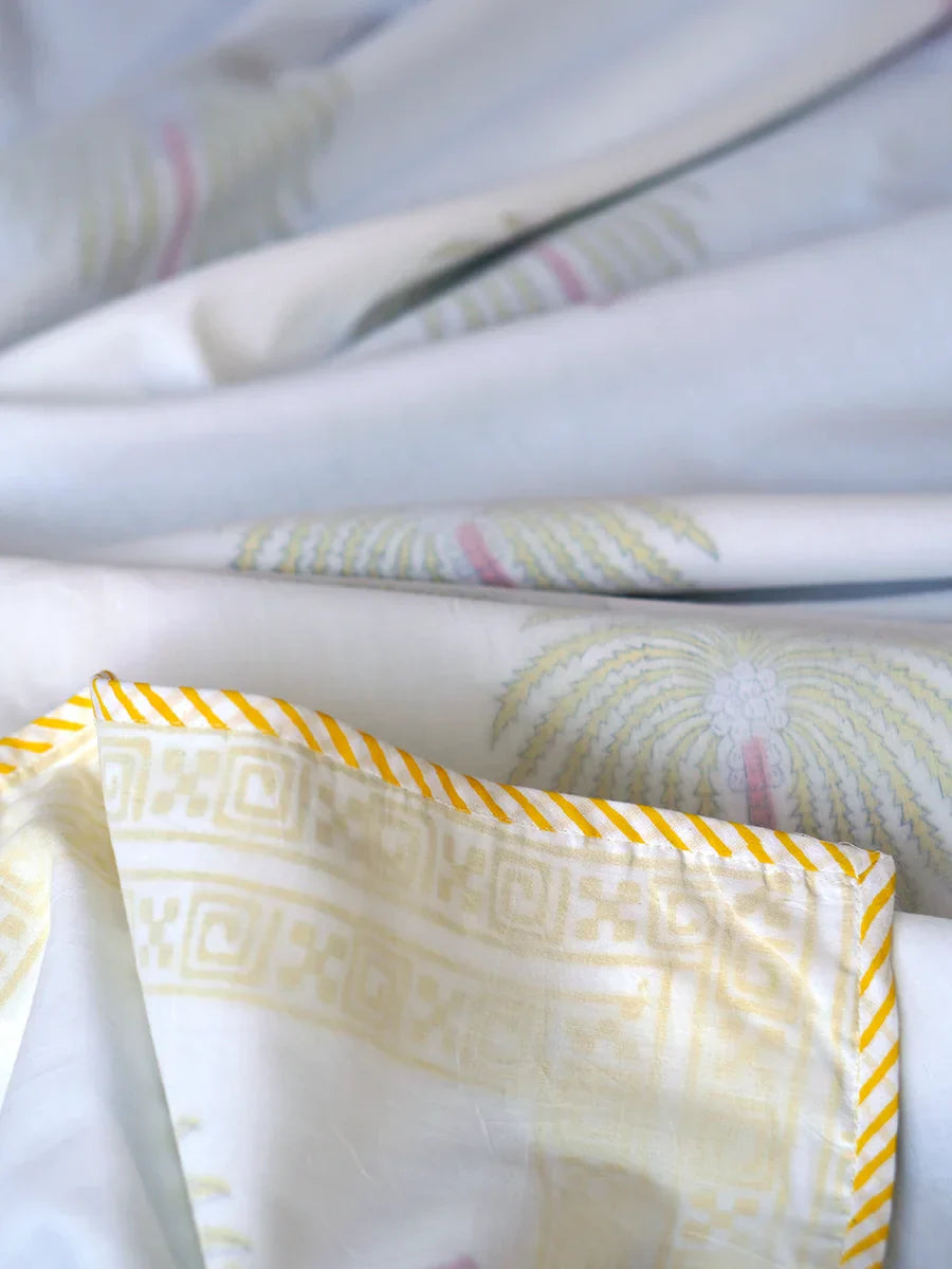 Palm Organic Hand Block Printed Muslin Blanket