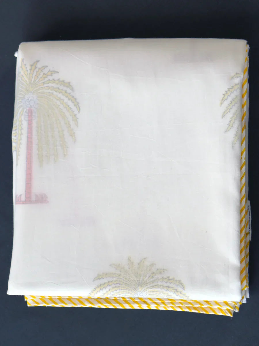 Palm Organic Hand Block Printed Muslin Blanket