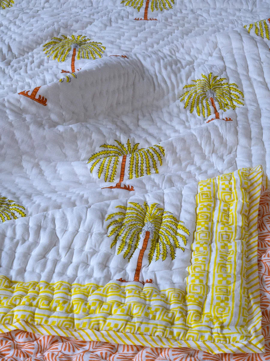 Palm Hand Block Muslin Quilt