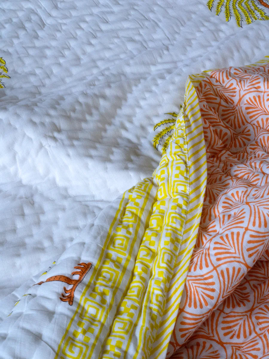 Palm Hand Block Muslin Quilt