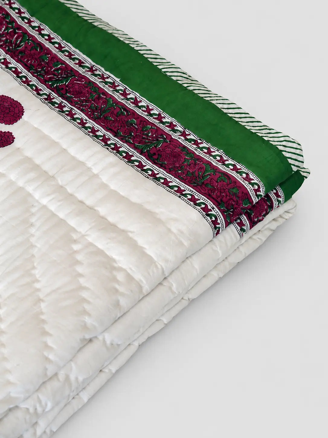 EverBloom Handstitched Hand Block Printed Organic Cotton Quilt