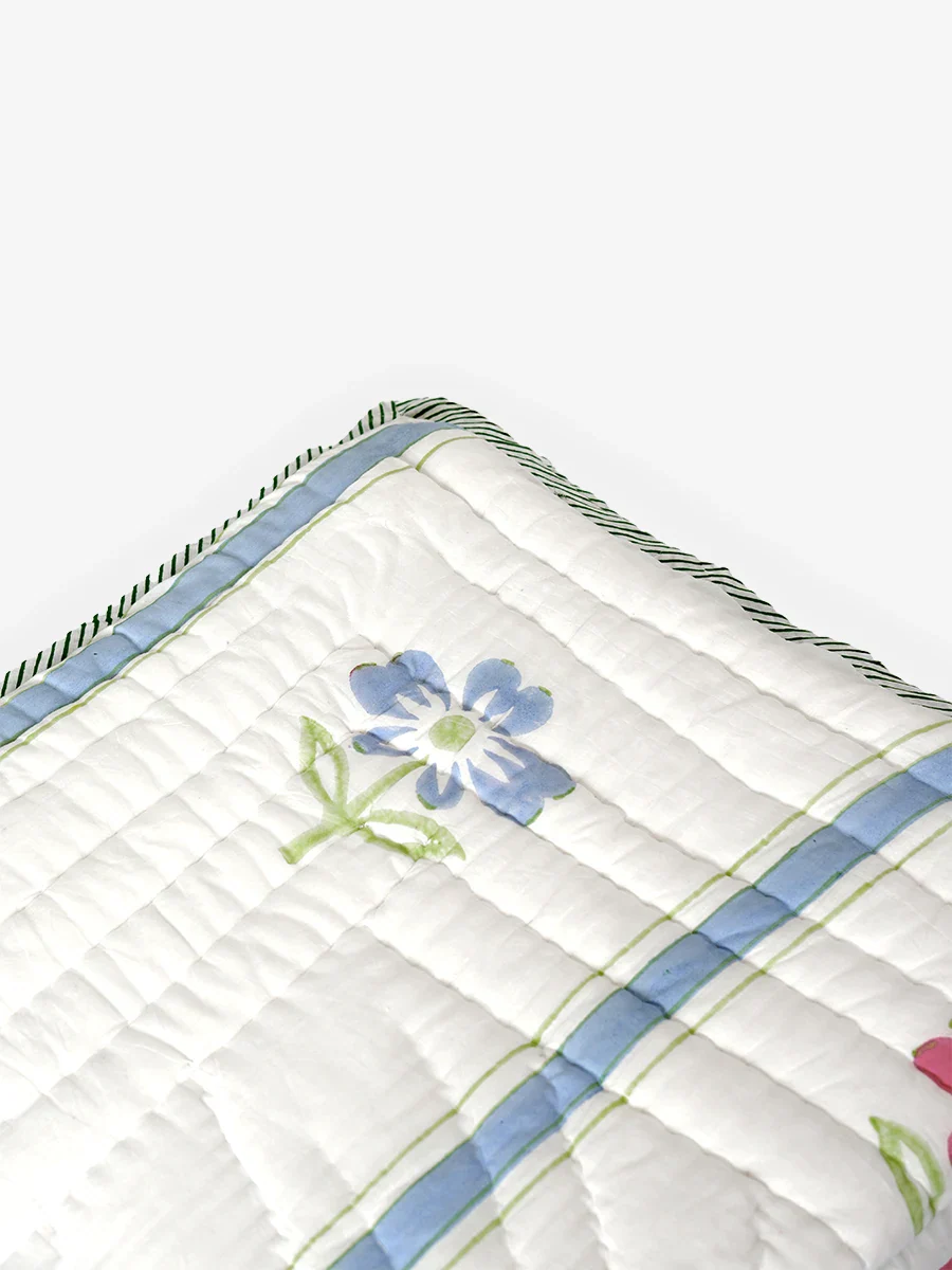 Bahar Bagh Handstitched Hand Block Printed Organic Cotton Quilt