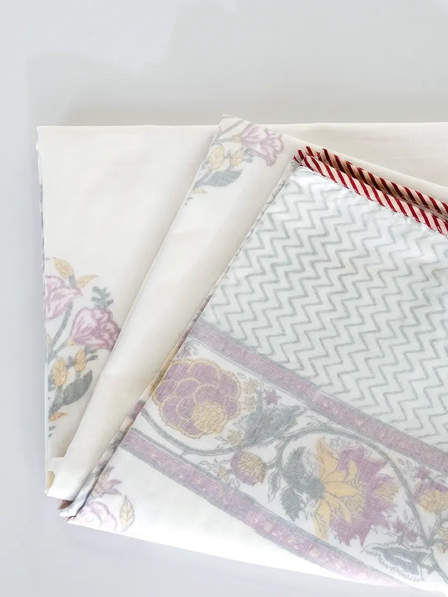 Ruby Bloom Organic Muslin Blanket — Hand Block Printed