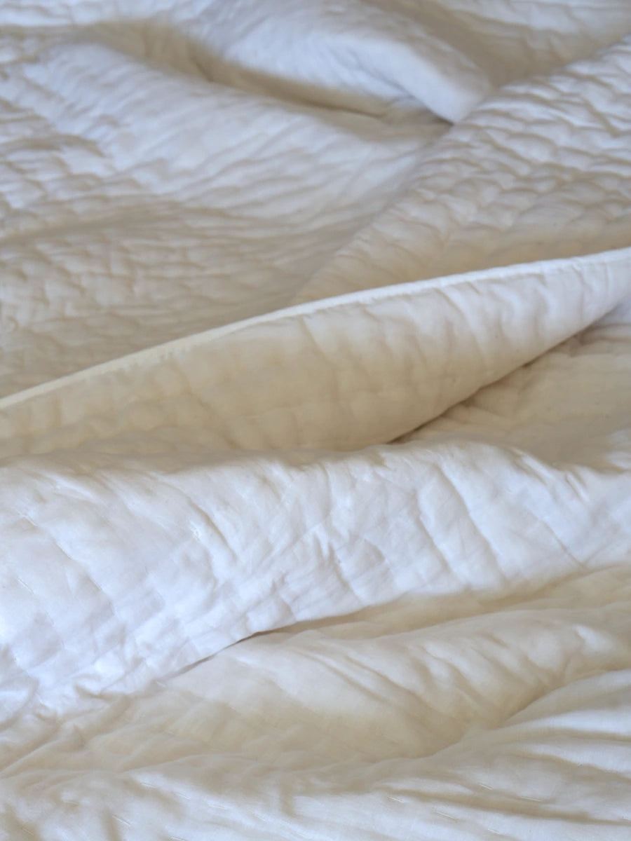 White Handstitched Organic Quilt